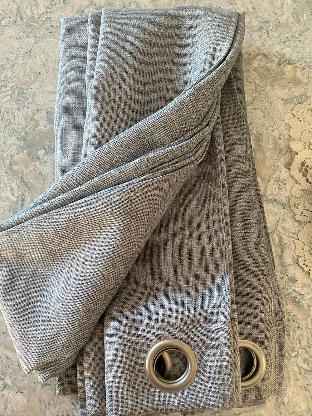 Neutral Gray Grommet Curtain Panels Modern Textured Drapery